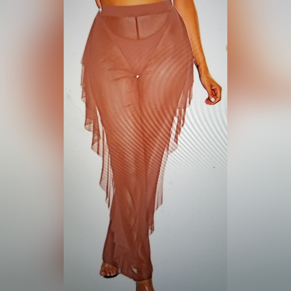 NWT SHEER MESH RUFFLE SWIMSUIT BIKINI BOTTOM COVER UP - Picture 7 of 14
